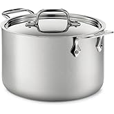 All-Clad D5 5-Ply Brushed Stainless Steel Soup Pot 4 Quart Induction Oven Broiler Safe 600F Pots and Pans, Cookware Silver
