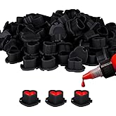 200PCS Heart Tattoo Ink Cups with Assemble Base Disposable Stable Plastic Pigment Caps 3 Colors Tattoo Ink Holder Cups for Permanent Makeup Supplies (Black)