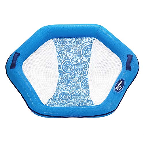 Aqua Leisure 2 Pack, Ultra Comfort Water Pool Lounger, X-Large with Foot/Headrest & Deluxe Pool Chair, Blue Waves