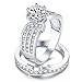 Women’s Gift Bridal Set 1.2ct White Round Cubic Zirconia 925 Sterling Silver Wedding Engagement Ring Sets Size 5-10