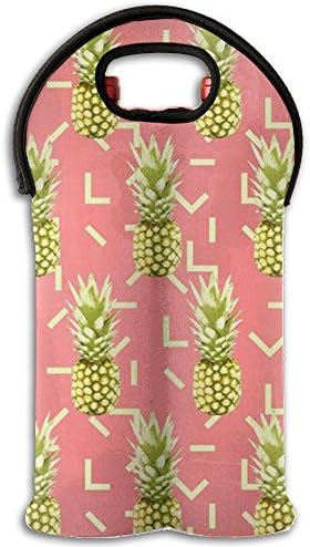 Summer Pineapple Tote Bag Traveling Wine/Water Bottle Handbag With Carry Handle Two Bottle Drinks Beer Holder