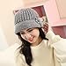 haoricu Beret Cap, Fashion Womens Flower Knit Crochet Beanie Hat Winter Warm Cap (Gray)
