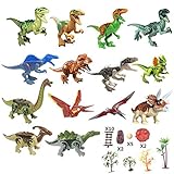 Yizeda Dinos Toy,(14+23) Dinosaur Building Blocks Figures Toys,Jurassic Predator Herbivore and Dinosaur Scene Configuration Set