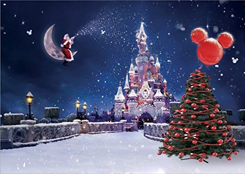 7x5ft Christmas Santa Claus &amp; Christmas Tree &amp; Balloon &amp; Fantasy Castle Photography Backdrop Vinyl Pictorial Cloth Photo Video Studio Props Customized Background AA-039
