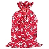 MAGGIFT Christmas Santa Sack with Drawstring, Large Toy Storage Bag with Snowflakes Pattern for Xmas Kids Presents, Red