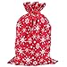 MAGGIFT Christmas Santa Sack with Drawstring, Large Toy Storage Bag with Snowflakes Pattern for Xmas Kids Presents, Red