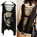 Women Vintage Punk Style Skull Open Back Tassel Tank Top Vest (One Size, Black)