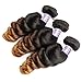 Allove Hair Brazilian Loose Wave Ombre Bundles With Closure (14 16 18+12inch) 3 Bundles with 4X4 Lace Closure Free Part Virgin Remy Hair 10a 3 Tone 1B/4/27 Ombre Weave Human Hair