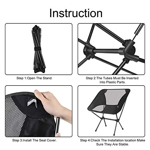 Tinya Ultralight Backpacking Camping Chair Adults Backpacker Heavy Duty 230lb Capacity Packable