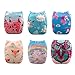 Babygoal Baby Cloth Diapers for Girls, One Size Pocket Adjustable Reusable Nappy 6pcs+6 Inserts+6pcs Bamboo Wipes 6YDG04