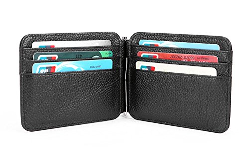 SHARKK® Leather Wallet For Men Slimfold 100% Genuine (Tall/Large, Black)
