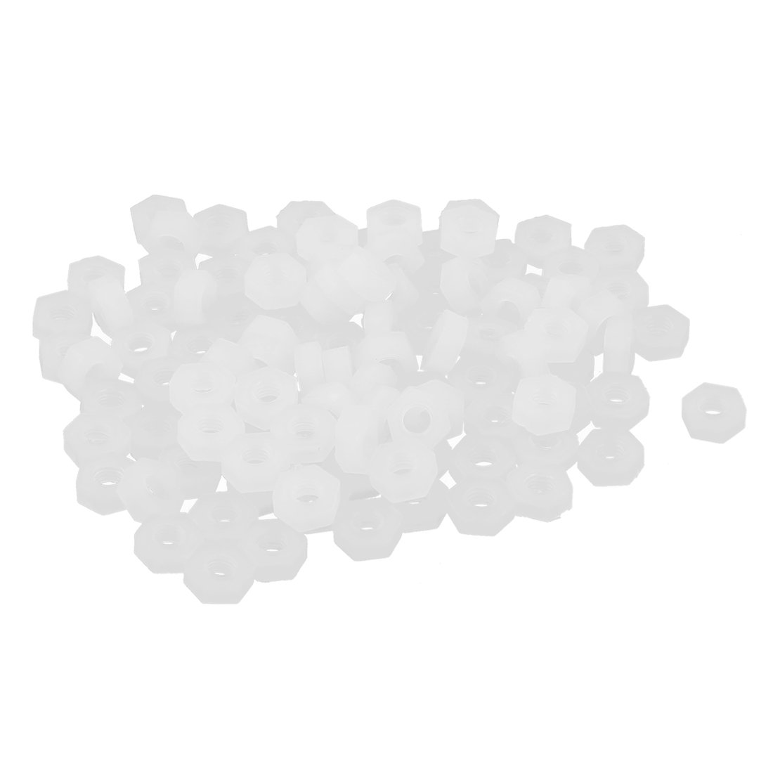 sourcing map 100pcs Nylon M3 Threaded Hexagon Screws Hex Nuts grey white