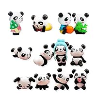 QTFHR 12 pcs (1 set) Cute Pandas Toys Figurines Playset, Cake Decoration