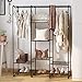 LANGRIA Large Free-Standing Closet Garment Rack Made of Sturdy Iron with Spacious Storage Space, 8 Shelves, Clothes Hanging Rods, Heavy Duty Clothes Organizer for Bedroom, Entryway (Black)