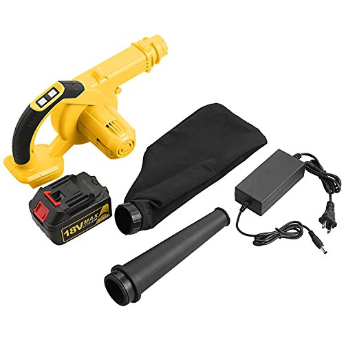 Utheing Cordless Blower 18V Max 2Ah 110V Lithium-Ion Electric Leaf Cordless Blower Sweeper (Yellow 1)