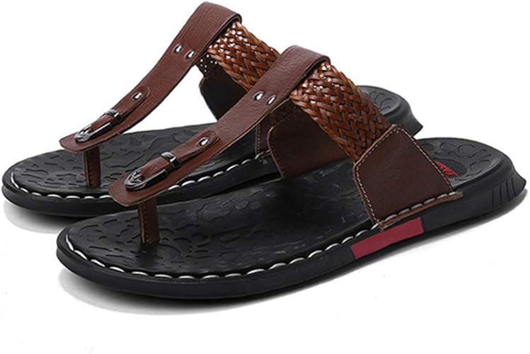 Amazon Kg8d ビーチサンダル メンズ 編み込み 柔らかい 痛くない 滑り止め 男性 サンダル アウトドア 海 プール リゾート 軽量 室内履き メンズサンダル 通気 Beach Sandal おしゃれ ベランダ 男性用 オフィス ビーチ 紳士靴 ビーチサンダル
