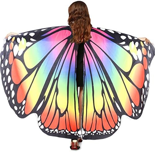 Butteryfly Wings Cape Soft Fabric Fairy Wings Dress up Costume Accessory (Rainbow, Child)