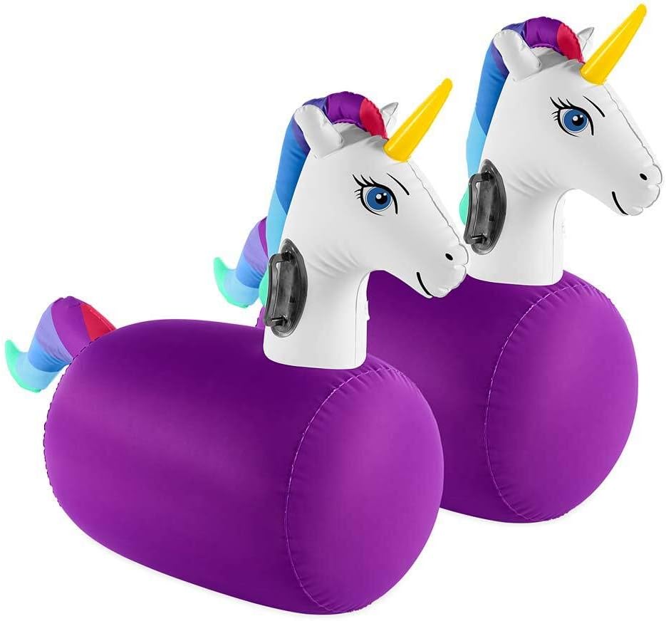 HearthSong Inflatable RideOn Hop 'n Go Unicorns for Kids' Active Play