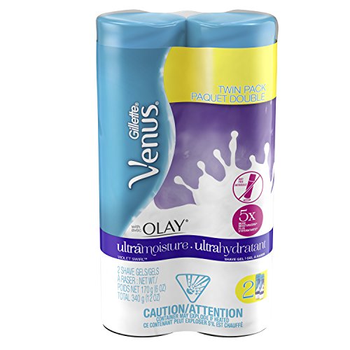 Gillette Venus with Olay Ultra Moisture Shave Gel, Violet Swirl, 6 Ounce , 2 Count, Womens Razors / Blades