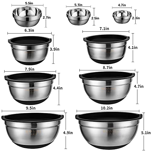 Thicken Stainless Steel Nested Mixing Bowls with Airtight Lids Set of 6