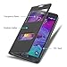 Cadorabo Book Case Compatible with Samsung Galaxy Note 4 in Comet Black - with Magnetic Closure, 2 Viewing Windows and Stand Function - Wallet Etui Cover Pouch PU Leather Flip
