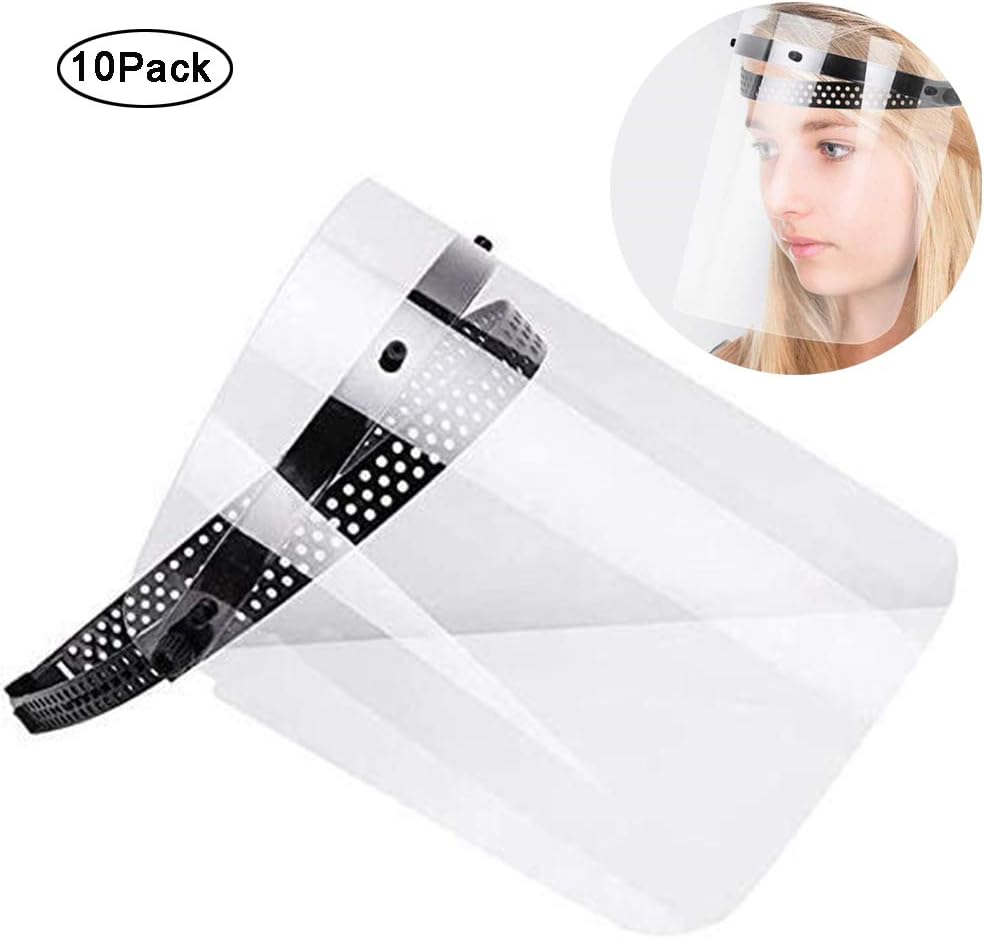 Adjustable Transparent Safety Mask, Screen Mask Helmet, Anti-Scratch Eye Protection, 10 Pcs