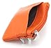 DEEZOMO Women's Top Grain Cowhide Leather Card Case Wallet / Coin Change Purse with Key Ring - Orange