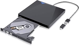 VersionTECH. USB 3.0 External CD DVD Drive, Type C Portable Ultra Thin Burner Player Writer Superdrive CD DVD RW, Compatible with Windows 10 8 7 XP Vista Mac OS System for Mac Pro Air iMac Laptop