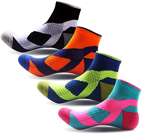 Men's Cushioned Quarter Compression Socks 4 Pairs,Assorted Color,7-10 shoe size