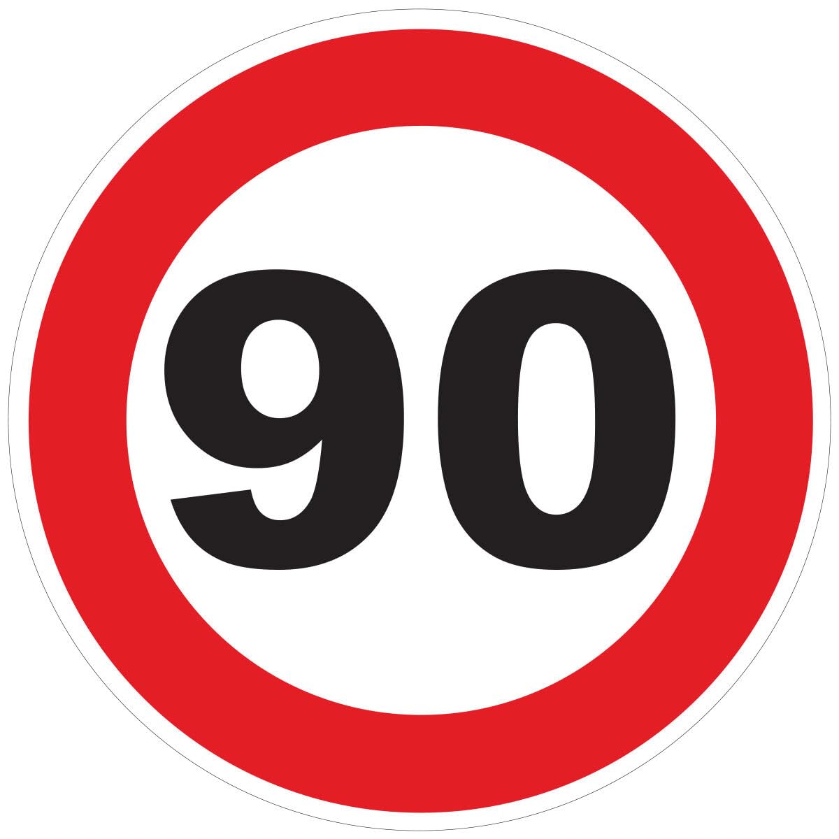 Red Circle Speed Limitation Sticker - Tractor Truck Speed Limitation Disc - 90 km/h - 20 cm Diameter