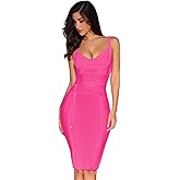 meilun Womens Rayon Belt Detail Bandage Bodycon Party Dress