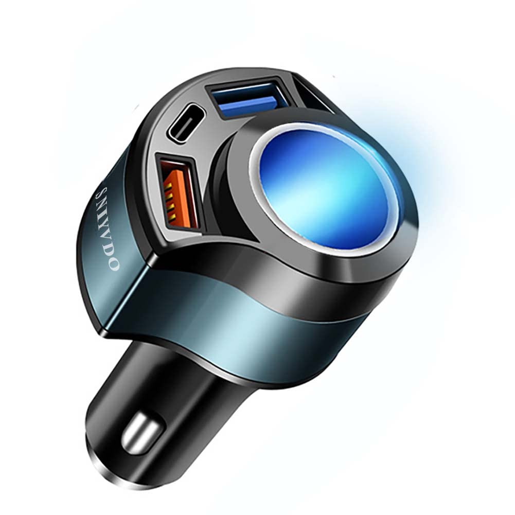Photo 1 of [4IN1&QC3.0] Cigarette Lighter Splitter Adapter, Car USB Charger Adapter Multi Port, 12V-24V Car Adapter Compatible with iPhone 16 Pro Max/15/14/13/12/11/XS/XR/8/7,Samsung S10/20/21/Plus, Dash Cam etc