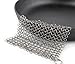 Cast Iron Cleaner Scrubber XL 8x6 Inch 316L Stainless Steel Cleaning Set For Cook Pan Scraper Grill With Two Durable Polycarbonate Scrapers + Silicone Red Chainmail Pan Handle Holder By ItayKitchen