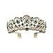 Baroque Royal Queen Gold Wedding Crown Crystal Princess Tiara Headbands for Women Bridal Party Birthday Headpieces (Green)