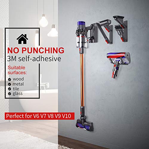 XIGOO Docks Station Accessory Holders Fit for Dyson V10 V8 V7 V6 Cordless Vacuum Cleaner, Self Adhesive Accessories for Dyson Vacuum - Thumbnail 2
