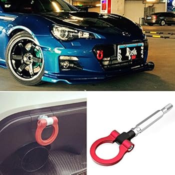 DTOUCH Racing Sports Red Track Racing Style Aluminum Tow Hook for Scion FR-S Toyota 86 Subaru BRZ Impreza WRX Sti, etc (2303#-RED)