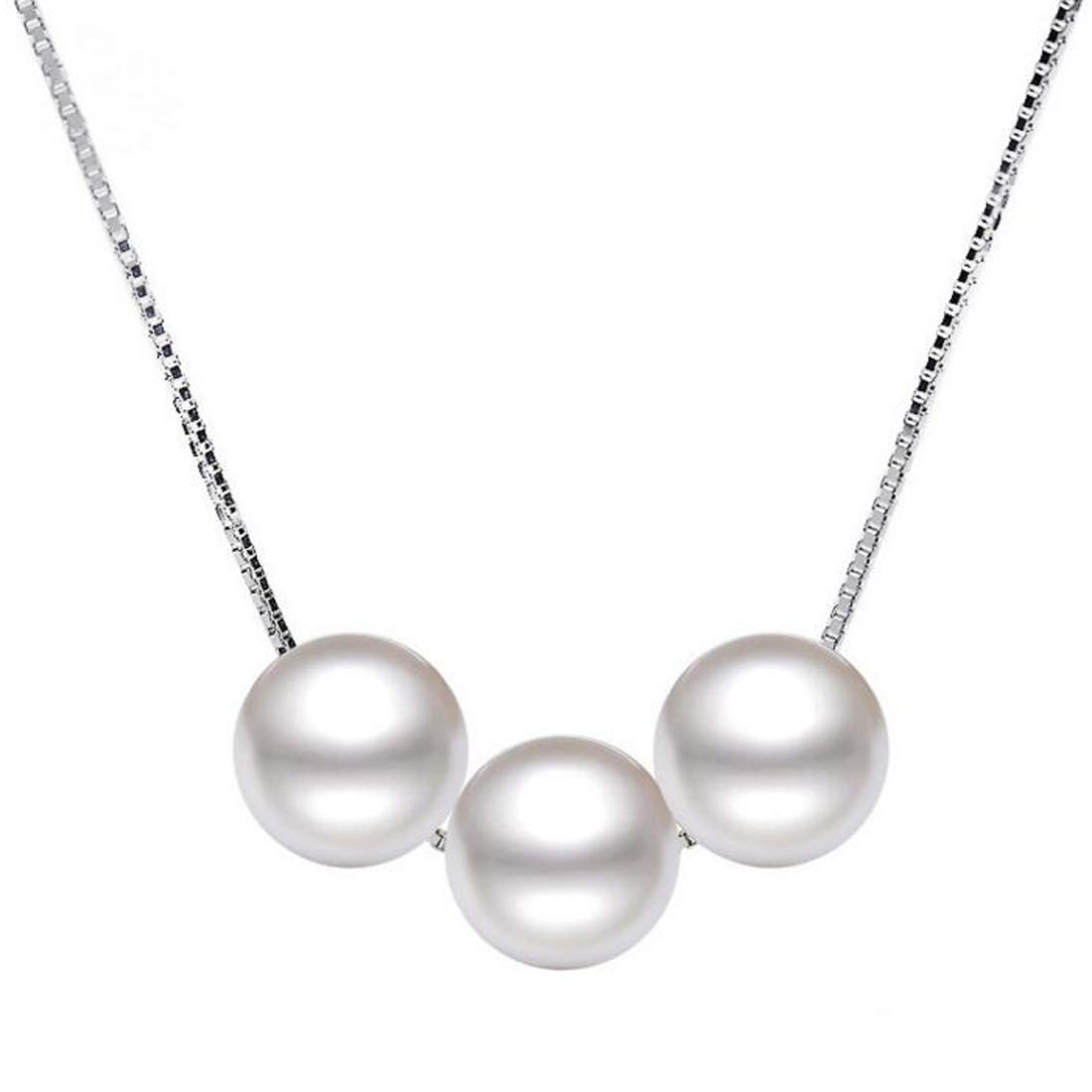 Caimeytie Women's Silver Necklace with 3 Shell Pearls Women's Gift Valentines Gifts for Your Love — image 1