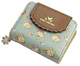 ETIAL Women's Vintage Floral Zip Mini Wallet Short Design Coin Purse Light Blue