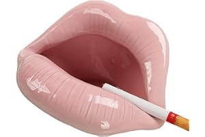Wang-Data Creative Ceramic Cigarette Ashtrays with Lips Style Fashion Home Decorations（Pink）