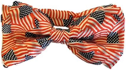 CTC Gifts Men's Banded Poly Satin Bow Tie - Repeating American Flags