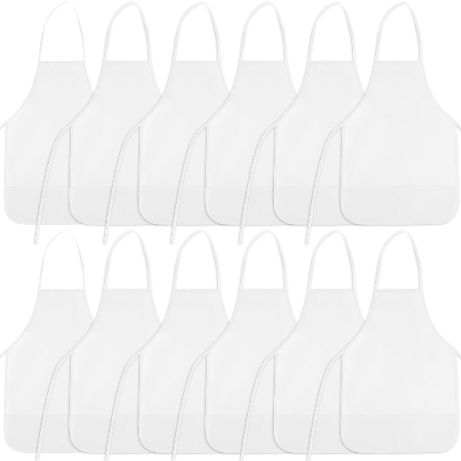 BOUBONI Kids Painting Aprons Kids Art Aprons with 2 Roomy Pockets Kids Aprons for Art Painting Activity Kitchen Crafts (12, White) — image 1