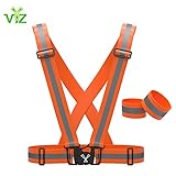 247 Viz Reflective Vest with Hi Vis Bands, Fully Adjustable & Multi-Purpose: Running, Cycling Gear, Motorcycle Safety, Dog Walking & More - High Visibility Neon Orange XL