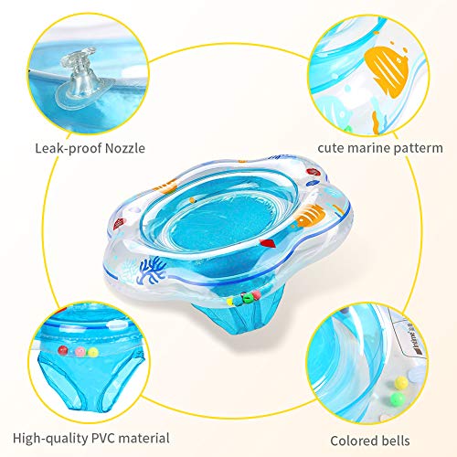 Swimming Pool Floats Baby Swimming Float with Double Airbag Inflatable Baby Swimming Ring with Float Seat for 6 Months-3 Years Children Pool Bathtub Outdoor Swimming Pool Toys (Blue)