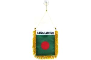 AZ FLAG - Bangladesh Mini Banner - 6'' x 4'' - 100% Polyester Bangladeshi Small Pennant for Car - Double-Sided Flag with Suct
