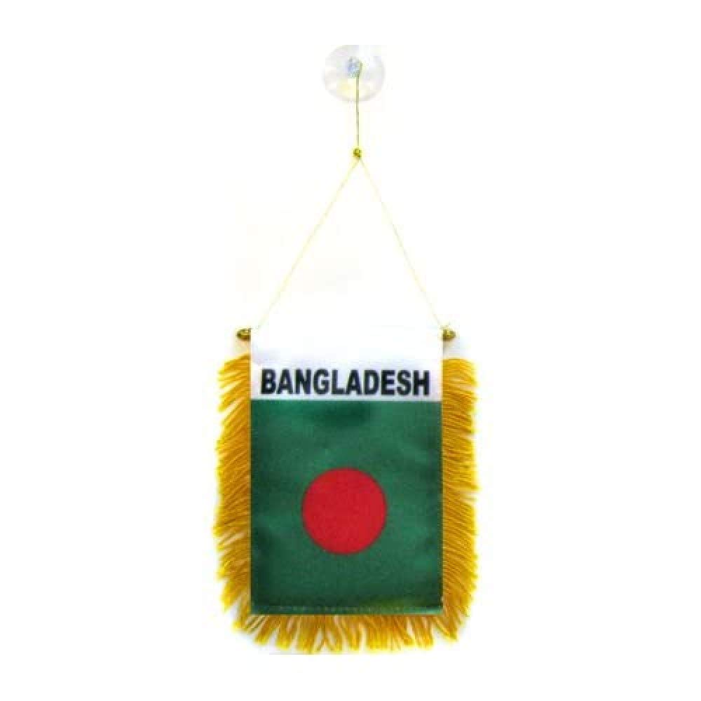 AZ FLAG - Bangladesh Mini Banner - 6'' x 4'' - 100% Polyester Bangladeshi Small Pennant for Car - Double-sided Flag with Suction Cup Hanger