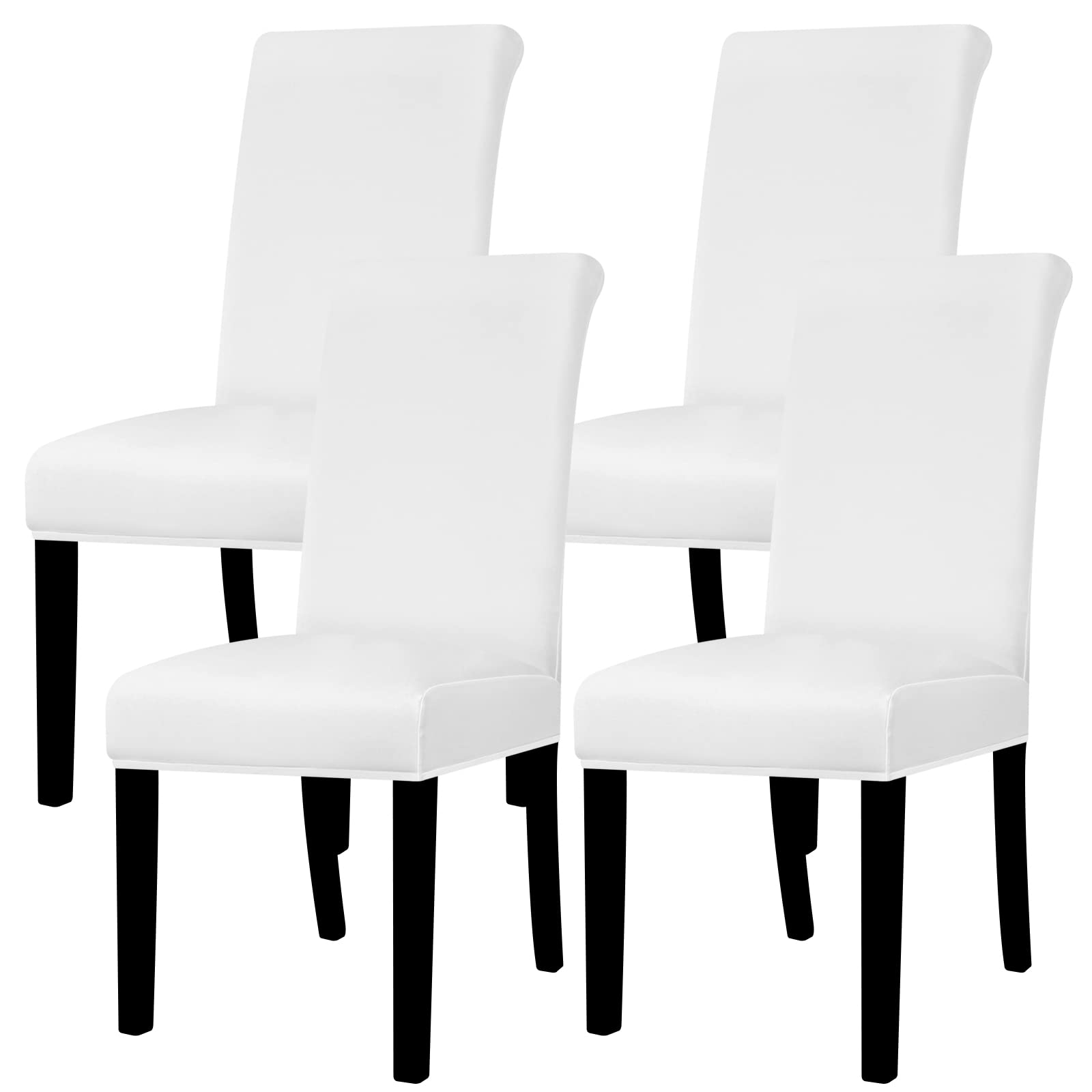 Lellen Dining Chair Covers Set of 4, Stretch Chair Covers Dining Chair Slipcovers Removable Washable Reusable Home & Kitchen Decor Protector Dining Room Chair Covers,White