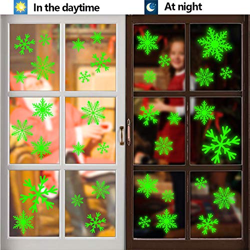 VGOODALL Schneeflocken Fenstersticker, 7 Blätter mit 1 Abstreicher Schneeflocken Fensteraufkleber Fensterbilder für Weihnachtsdeko Fensterdeko Winterdeko