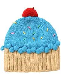 Xinqiao Unisex Kids Cupcake Beanie Cartoon Knitting Hat for 3-8 Years Boys Girls (Blue)