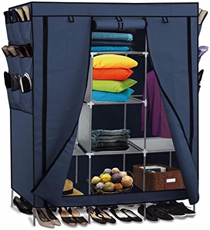 71" Portable Closet Shoe Rack with Shelves,Navy Blue