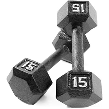 CAP Barbell Cast Iron Hex Dumbbell Weights (Pair), Black, 15 lb